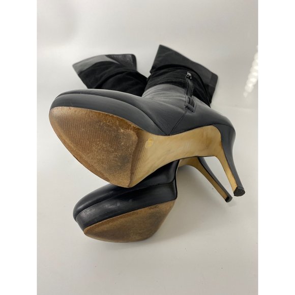 INC International Concepts Kenya Black Platform Leather and Suede Knee High Boot - Picture 7 of 7